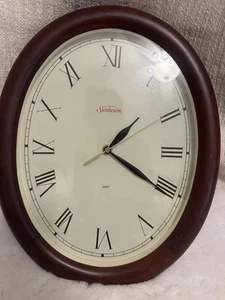 Vintage Sunbeam Oval Wooden Wall Clock Model # 882-1618 - Picture 1 of 8
