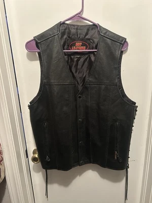 Wilsons Pelle Black Leather Motorcycle Vest Mens Sz Large VTG 90s Biker Jacket - Image 1 of 3