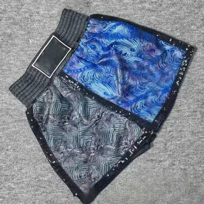 Pantalones Cortos Muay Thai Azul y Gris Patrón de Onda Kickboxing MMA Artes Marciales Baúl de Lucha Foto 1 de 2