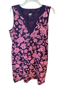 Vestido informal de verano sin mangas de algodón Lands' End talla M 10/12 rosa floral con cuello en V - Imagen 1 de 6