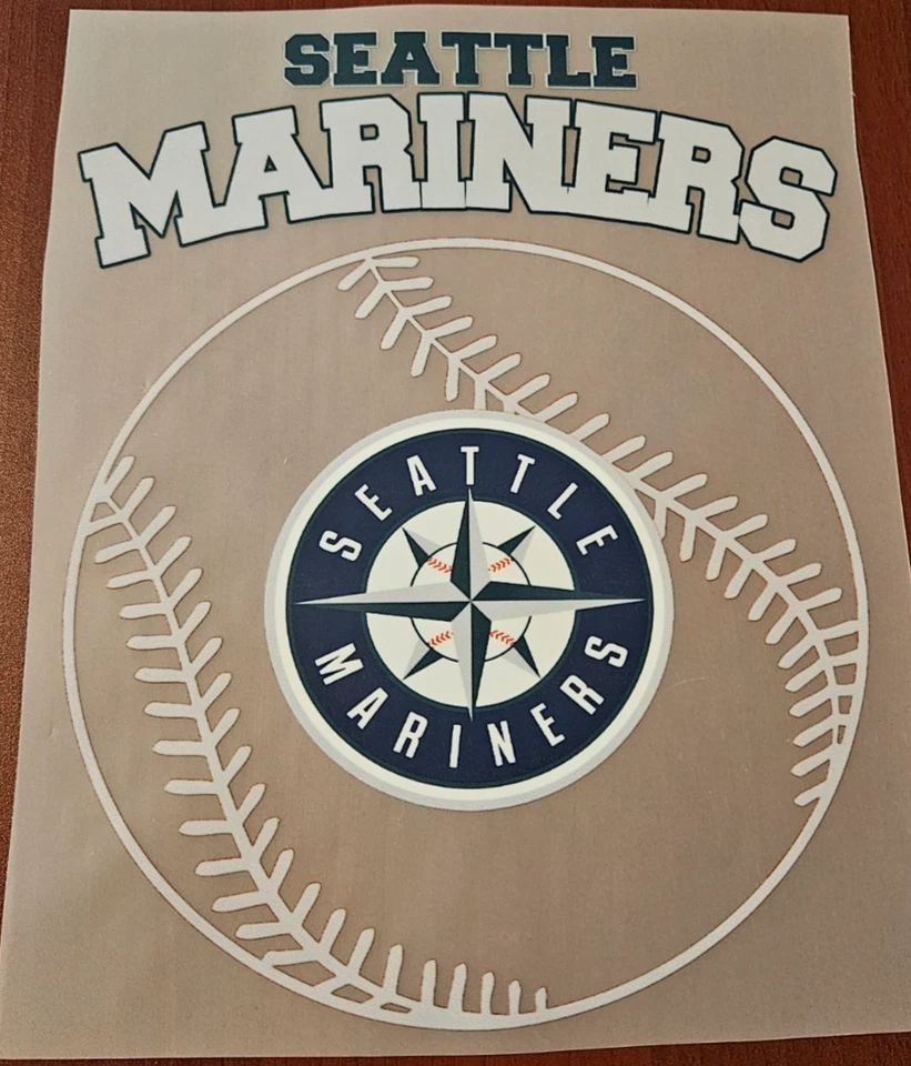 Seattle Mariners Colorful 8" DTF Heat Transfer Iron On FREE Shipping (C2/1) - Image 1 of 1
