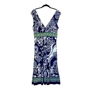Glamour Dress Womens 12 Blue White Floral Print Sleeveless V Neck Boho Summer - Picture 1 of 6