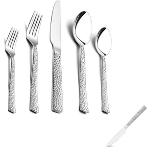 Besteck Set 60-tlg, Edelstahl, 12 Personen, Spülmaschinenfest, gehämmert - Bild 1 von 2