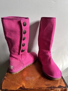 UGG Lo Pro Marrakesch Canvas UGG Damenstiefel Größe 8 seitlich geknöpft pink - Bild 1 von 8