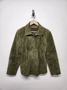 Vtg Siena Women's Olive Green Suede Full Zip Jacket, Size Lg (Check Measurement) - Picture 1 of 14