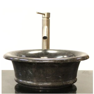Round Black Marble Vessel Sink Bathroom Vanity Counter for Bar or Bath - Picture 1 of 3