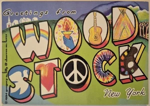 Postkarte Grüße aus Woodstock New York Kunst 4x6" Continental O1 - Bild 1 von 2