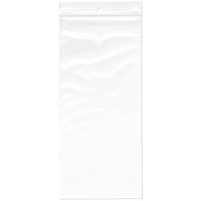 Plymor 4" x 9", 2 Mil with Hang-Hole Zipper Reclosable Plastic Bags - Image 1 of 3