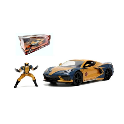 CHEVROLET CORVETTE C8 STINGRAY 2020 "MARVEL X-MEN" YELLOW/BLUE 1:24 Jada Toys Mo - Immagine 1 di 3