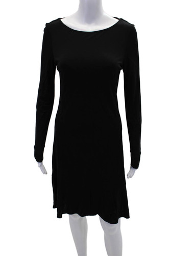 Abito donna Tory Burch manica lunga scollo a scoop mini maglia tubino nero taglia small