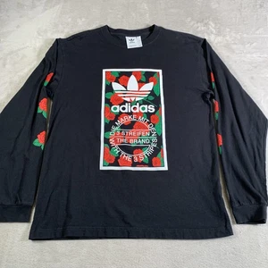 Camisa Adidas Para Hombre Grande Negra Manga Larga Rosa Gráfico Trifolio Logo Algodón - Imagen 1 de 9