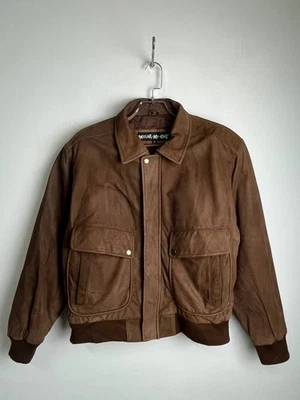 Wear Me Out Suede Leather Bomber Jacket Brown Indonesia Size 42 Medium - Image 1 of 4