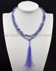 6mm Purple Green Multicolor Jade 108 Prayer Beads Tibetan Buddhist Mala Necklace - Picture 1 of 3