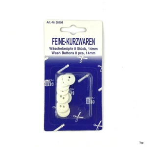 8 Wäscheknöpfe weiß 14 mm Knopf Wäsche knöpfe mangelfest kochfest - Bild 1 von 2