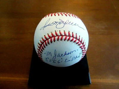 REGGIE JACKSON & REGGIES FATHER NY YANKEES "RARE" SIGNED AUTO OAL BASEBALL JSA  - Image 1 of 4