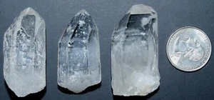 3 Brazilian Clear Quartz Points / 1.83, 1.80 & 1.71" / 2.8 oz (79.37 gr) / 1799 - Picture 1 of 10