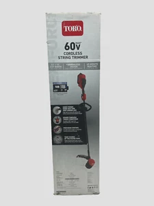 Toro 60V Max 15”/13” String Trimmer w/Battery and Charger 51831 (OB) - Picture 1 of 9
