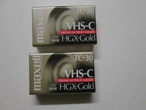 2 - Maxell VHS-C HGX-Gold TC-30 Blank Camcorder Video Cassette Tape, New, Sealed - Picture 1 of 3