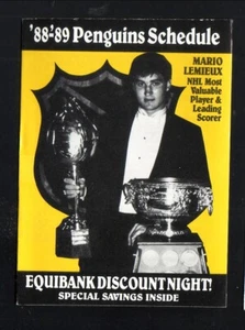 Pittsburgh Penguins Mario Lemieux 1988-89 Pocket Schedule Equibank - Picture 1 of 2