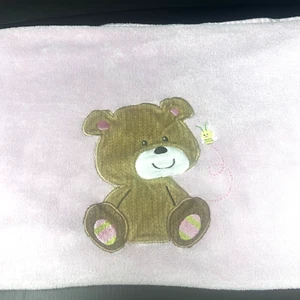 Baby Starters Pink Blanket Brown Bear Bee Applique in Center 30 x 40 2011 Lovey - Picture 1 of 6