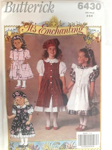 Dress Pinafore Hat Headband Butterick 2 3 4 Sewing Pattern 6460 UC Enchanting  - Picture 1 of 5