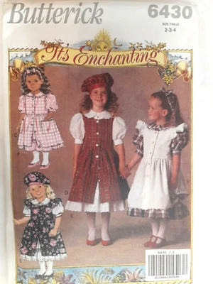 Dress Pinafore Hat Headband Butterick 2 3 4 Sewing Pattern 6460 UC Enchanting  - Image 1 of 4
