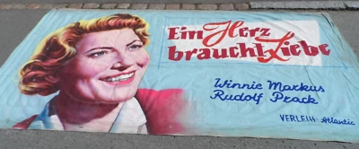 orig. Kino Plakat Leinwand Reklame "Ein Herz braucht Liebe" Winnie Markus 1959 - Bild 1 von 4