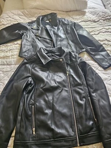 Tahari Girls Faux Leather Black Moto Jacket Size 10 & Art Class 10-12 Jacket Lot - Picture 1 of 5