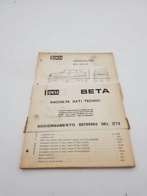 Manuale officina aggiornamento dati tecnici Lancia Beta Berlina edizione de 1973 - Immagine 1 di 4