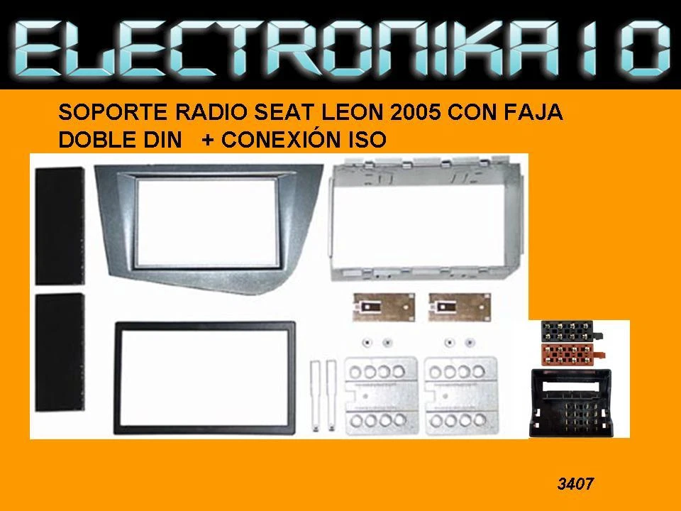  MARCO Soporte  radio SEAT LEON 2005+ KIT CONEXION SEAT 2DIN +KIT FAJA SOPORTE - Imagen 1 de 1