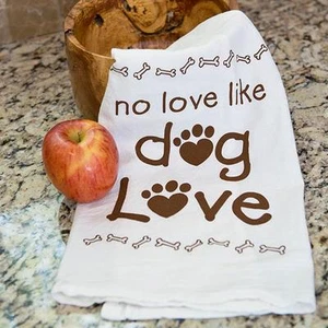 100 % vorgewaschene Baumwolle Küchentuch 28" x 29" - Keine Liebe wie Hund Liebe - Bild 1 von 1