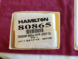 HAMILTON 80865, 750 SNR 500uL SYR - Picture 1 of 3