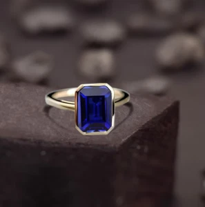 Natural Blue Sapphire Ring Birthday Anniversary Gift For Her Mother's Day Gift - Picture 1 of 5