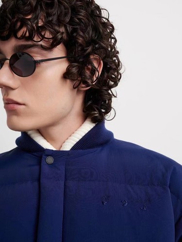 OFF WHITE Piumino d'oca bianco sporco PUFFER blu nuovo con etichette taglia L