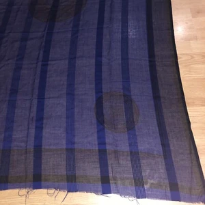 Vintage Schal Raniana Bombay Indien dunkelblau Streifen Medaillon transparent 48”x80” - Bild 1 von 7