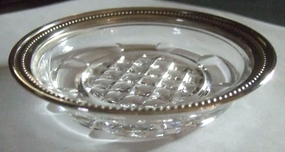 Sterling and Glass Coaster Ashtray Elegant Vintage Style - Image 1 of 4