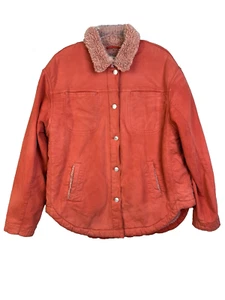 Anthropologie Pilcro Orange Sherpa Lined Jacket Shacket Women's Medium Warm - Picture 1 of 12