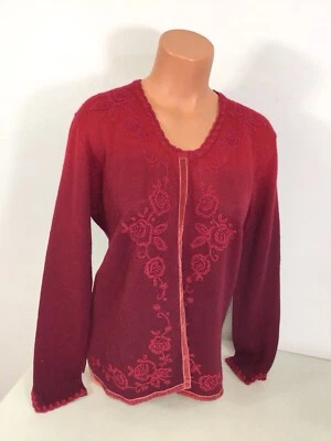 Cárdigan suéter de lana floral April Cornell mediano para mujer Foto 1 de 4