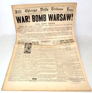 Vintage 1939-1945 Chicago Daily Tribune WWII 12 Faksimile Titelseiten Zeitung - Bild 1 von 8