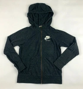 Nike Hoodie Kids Youth L Unisex Heather Charcoal Dark Gray Full Zip Long Sleeve - Picture 1 of 6