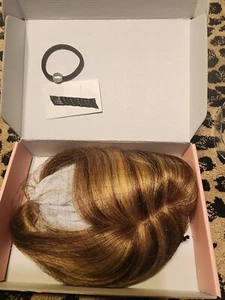 Silk Base Human Hair Toppers 100% Human Hair Topper Bangs Med. Brown With Blonde - Picture 1 of 9
