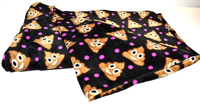 Northpoint Fun Black Flannel Blanket w/Doody/Poo Piles & Purple Dots - 49" x 75" - Image 1 of 4