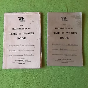 Vtg NHF Hairdressers time & wages books Filled in, used 1952 & 1953 - Picture 1 of 2