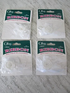 OFFRAY SMALL RIBBON ROSES White #029, 4 Pieces Sewing Bow Craft NEW - Picture 1 of 4