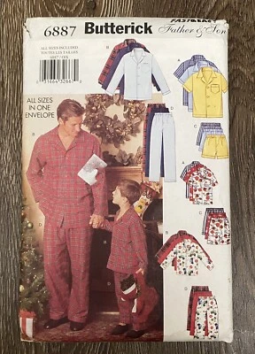 Hombres Niños Pijama Pantalones Cortos Prendas para el torso Pantalones Tallas S-XL Butterick 6887 Sin Cortar Foto 1 de 4