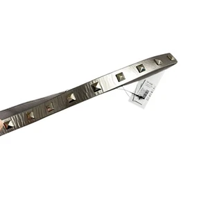 White House Black Market Belt XS Metallic Silver Snap Leather Skinny Studded - Picture 1 of 7