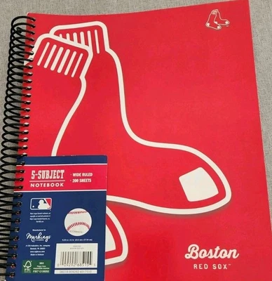 Boston Red Sox 5 Subject Notebook & 100pgs NB Keychain opener School/ Stationary - Image 1 of 4