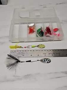 6 Fishing Lures French Blade Spin Bait hand crafted high quality materials &case - Picture 1 of 13