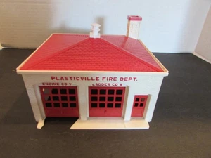 Vintage Bachmann Plasticville FH-4 Feuerwehr Gebäude O Scale abgeplatzte Frontbasis PR - Bild 1 von 8