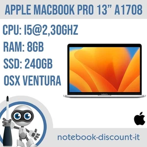 Notebook APPLE MacBook Pro 13"  A1708 2017 Cpu i5@2,30Ghz  RAM 8gb SSD 256gb - Foto 1 di 8